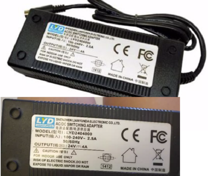 NEW LYD LYD2404000 AC Adapter 24V DC 4A 4pin LYD2404000